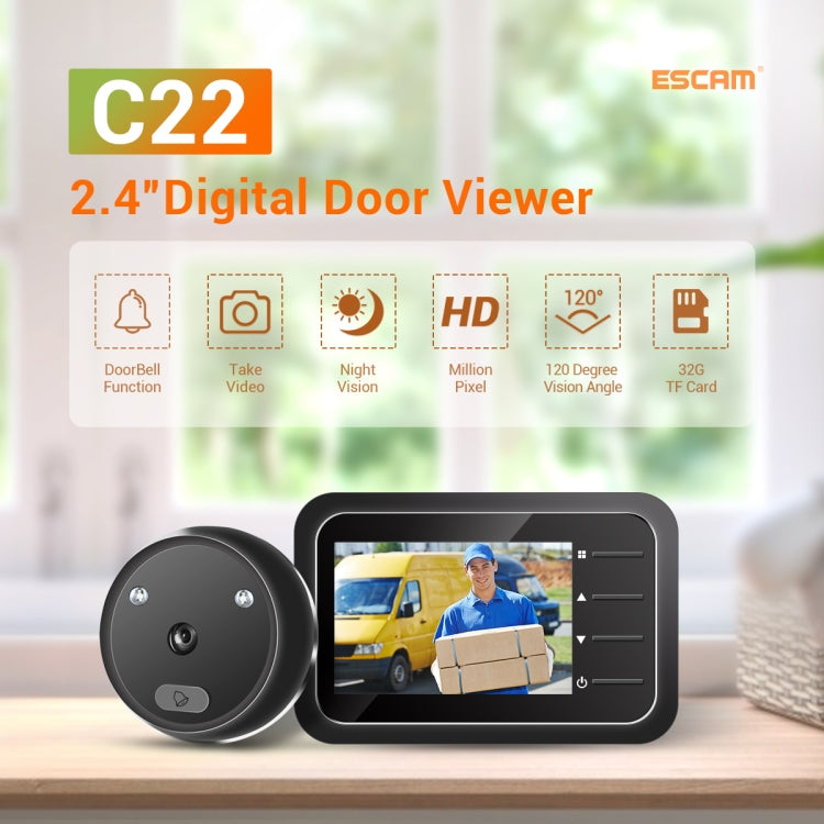 ESCAM C22 2.4 inch Screen Digital Door Viewer, Support Night Vision, TF Card, Take Photos and Video, C22 ESCAM C22 2.4 inch Screen Digital Door Viewer, Support Night Vision, TF Card, Take Photos and Video, C22